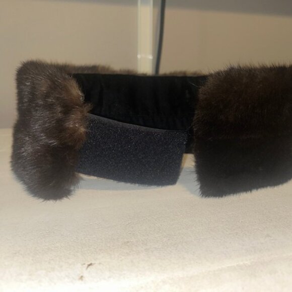 dark brown Mink Fur Headband - Picture 2 of 8